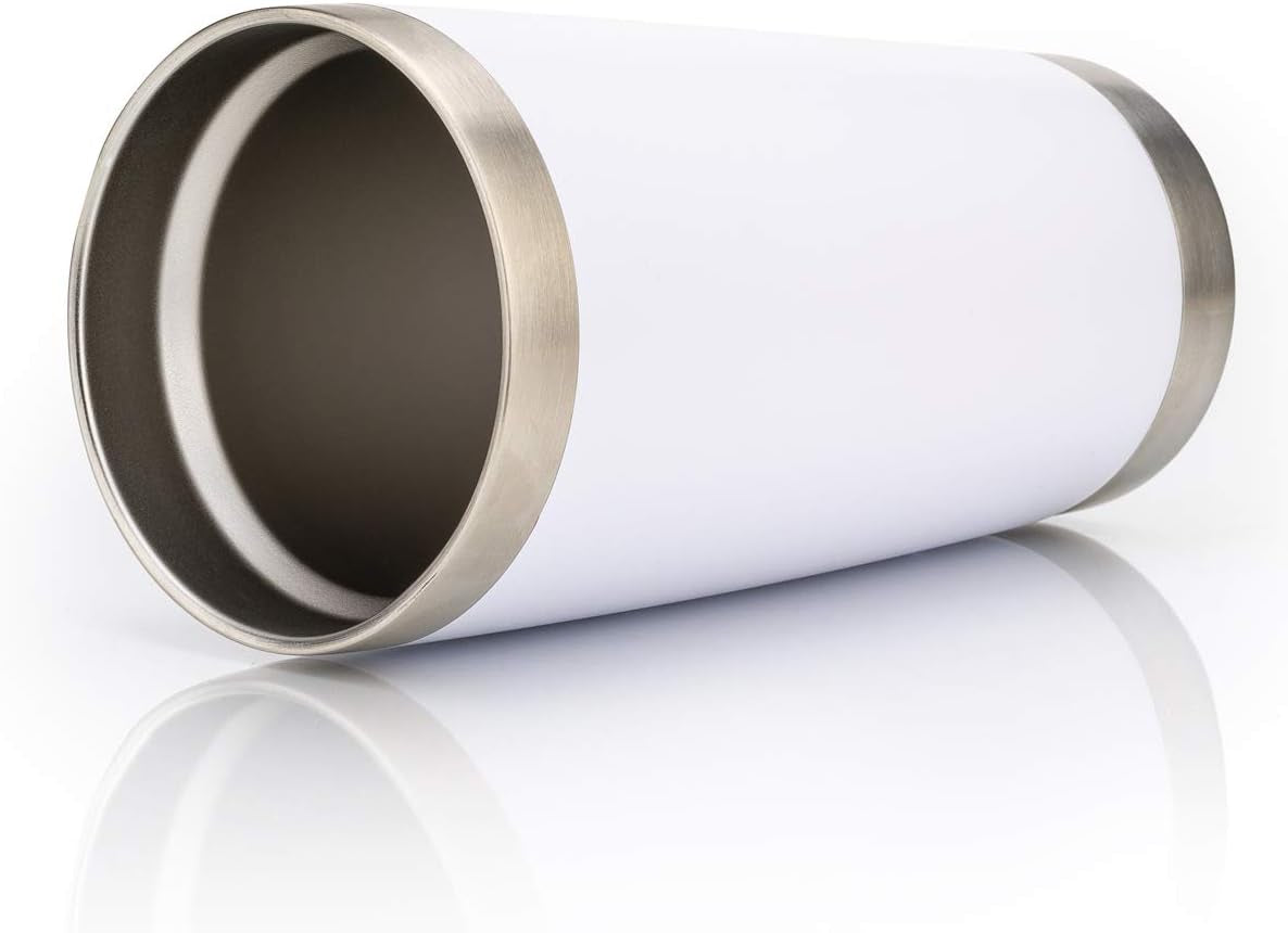 20Oz Tumbler with Lid and Straw, Stainless Steel Vacuum Insulated Coffee Tumbler Cup, Double Wall Powder Coated Travel Mug (White, 1 Pack)