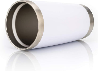 20Oz Tumbler with Lid and Straw, Stainless Steel Vacuum Insulated Coffee Tumbler Cup, Double Wall Powder Coated Travel Mug (White, 1 Pack)